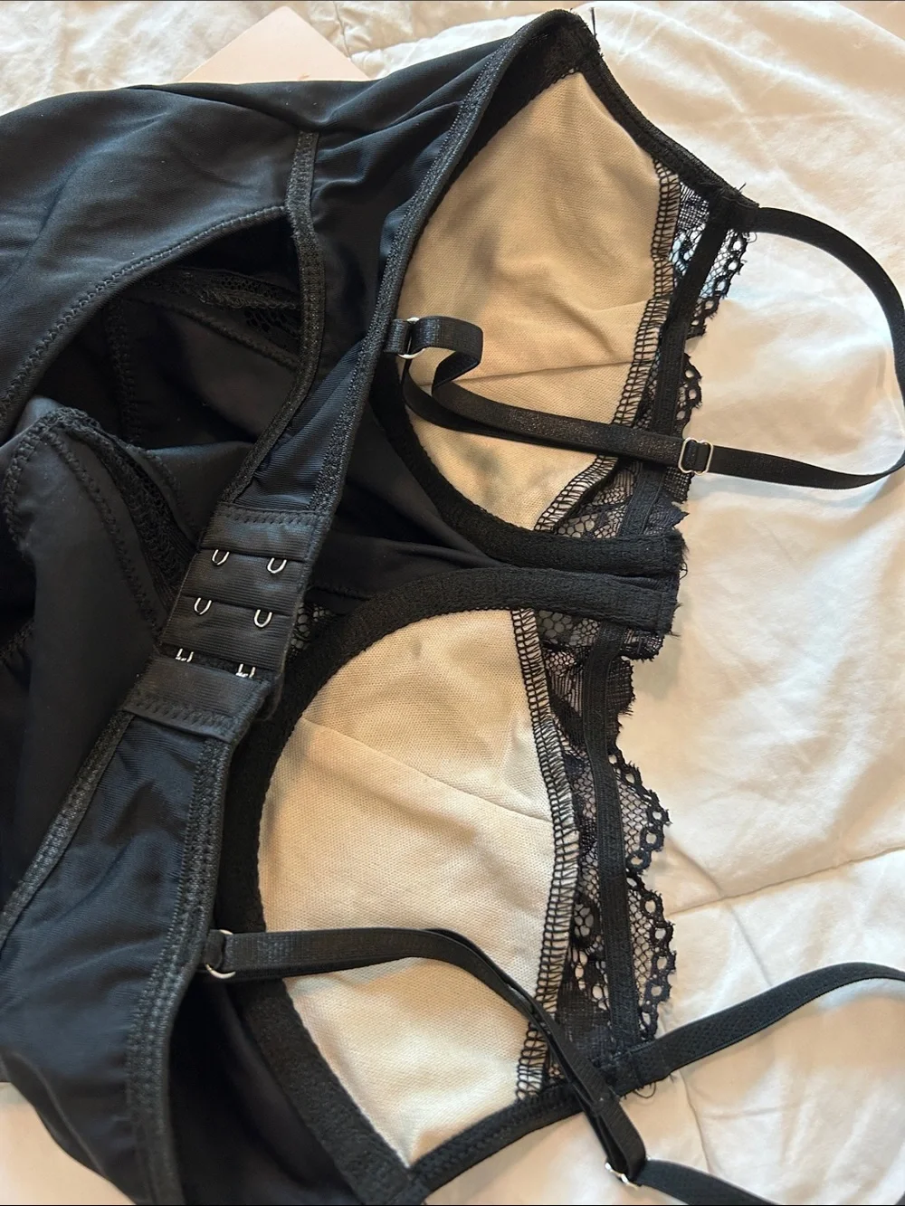 SHEIN Black Lace-Trim Bustier Bodysuit